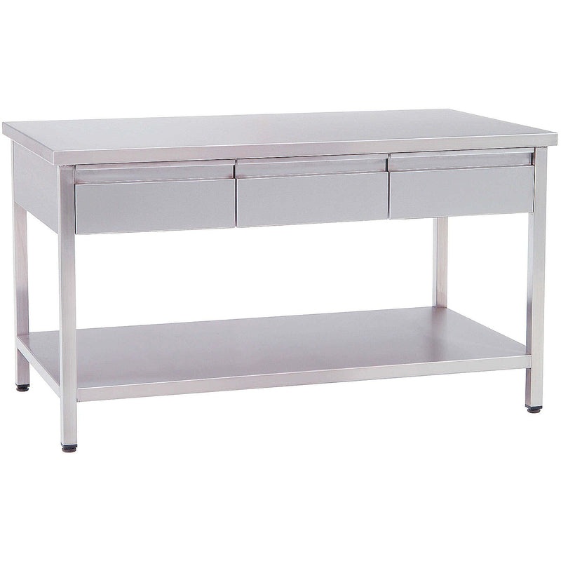 Professional Work table Stainless steel 3 drawers Bottom shelf 1500x700x850mm - VT1573D
