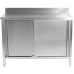 Commercial Worktop Floor Cupboard Sliding doors Stainless steel 2000x600x850mm Upstand - VTC206SLB
