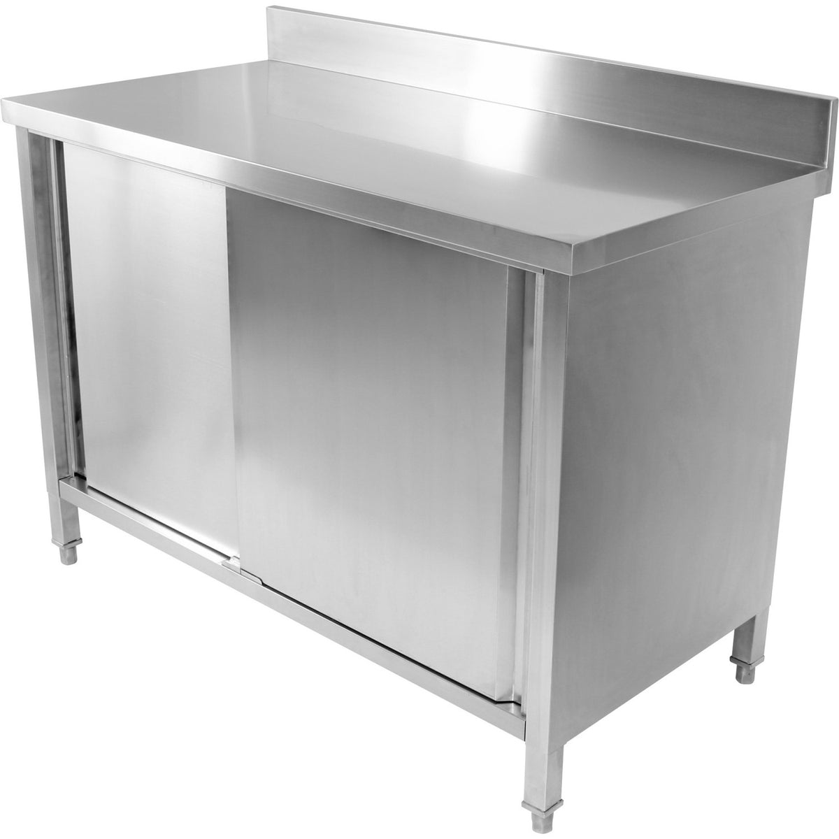 Commercial Worktop Floor Cupboard Sliding doors Stainless steel 2000x700x850mm Upstand - VTC207SLB