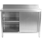 Commercial Worktop Floor Cupboard Sliding doors Stainless steel 2000x700x850mm Upstand - VTC207SLB