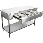 Premium Commercial Work table with 3 drawers Stainless steel Bottom shelf 1800x700x900mm - W218180703D