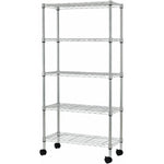 Professional Wire Shelving Unit 5 tier Grey Mobile 560x350x1600mm - W5T