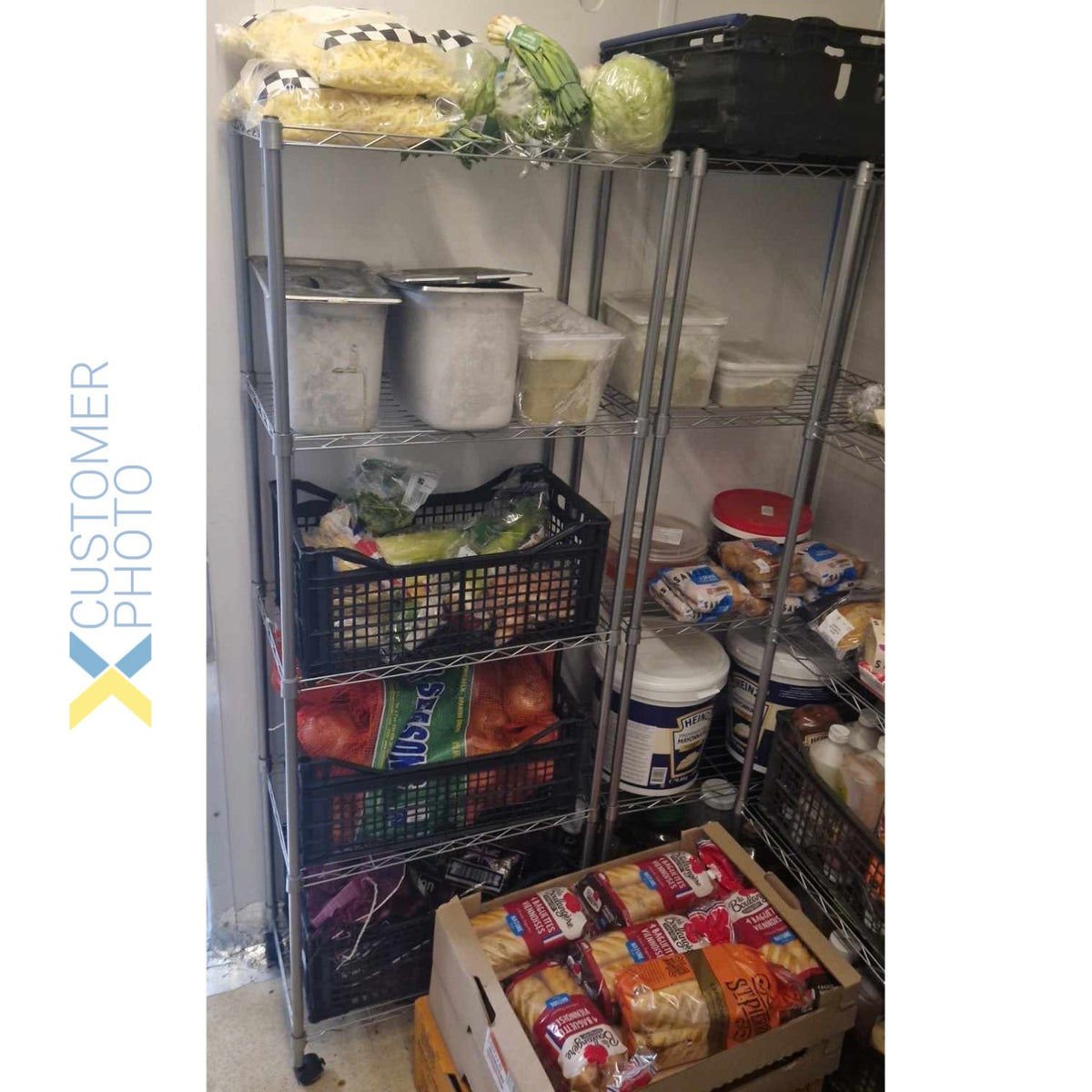 Professional Wire Shelving Unit 5 tier Grey Mobile 560x350x1600mm - W5T
