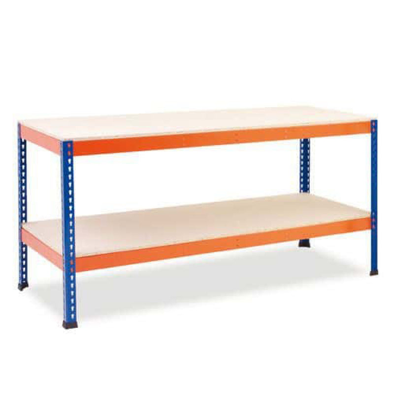 Industrial strength Garage Work Bench Heavy duty 1220x760x915mm 2 shelves 500 kg/shelf Powder coated steel - WBH12276