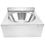 Commercial Wall Mounted Hand Wash Basin with Side Apron 360 × 360mm SS304 Stainless Steel - WBR30B