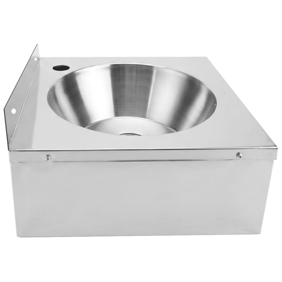 Commercial Wall Mounted Hand Wash Basin with Side Apron 360 × 360mm SS304 Stainless Steel - WBR30B