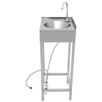 Commercial Foot Operated Hand Wash Sink with Stand & Corner Splashback Stainless Steel 360x360x900mm - WBR50AS