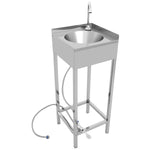 Commercial Foot Operated Hand Wash Sink with Stand & Corner Splashback Stainless Steel 360x360x900mm - WBR50AS