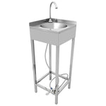 Commercial Foot Operated Hand Wash Sink with Stand & Corner Splashback Stainless Steel 360x360x900mm - WBR50AS