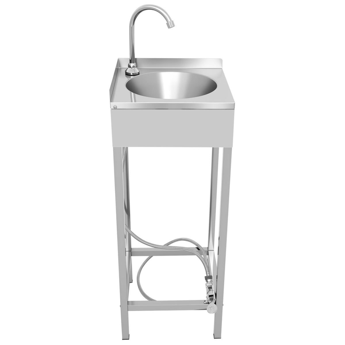 Commercial Foot Operated Hand Wash Sink with Stand & Corner Splashback Stainless Steel 360x360x900mm - WBR50AS