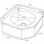 Corner Wall Mounted Hand Wash Sink with 40mm Backsplash and Side Wall 360 x 360mm - WBR50B