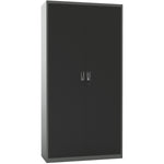 Heavy Duty Grey and Black 2 Door Lockable Steel Tool Cabinet with 4 Adjustable Shelves 900x380x1800mm - WG27