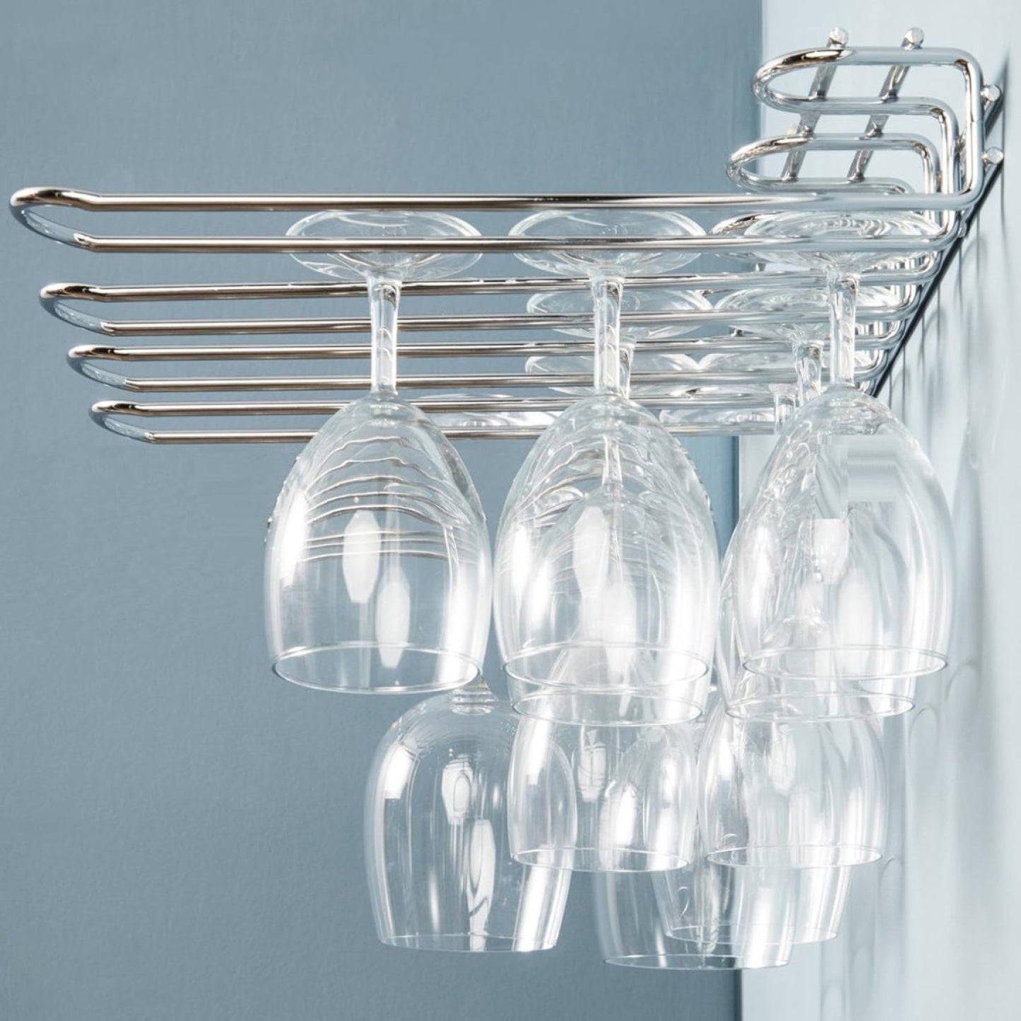 Wine Glass Rack Silver Ceiling mounted Length 450mm 20 wine glasses - WGR5S