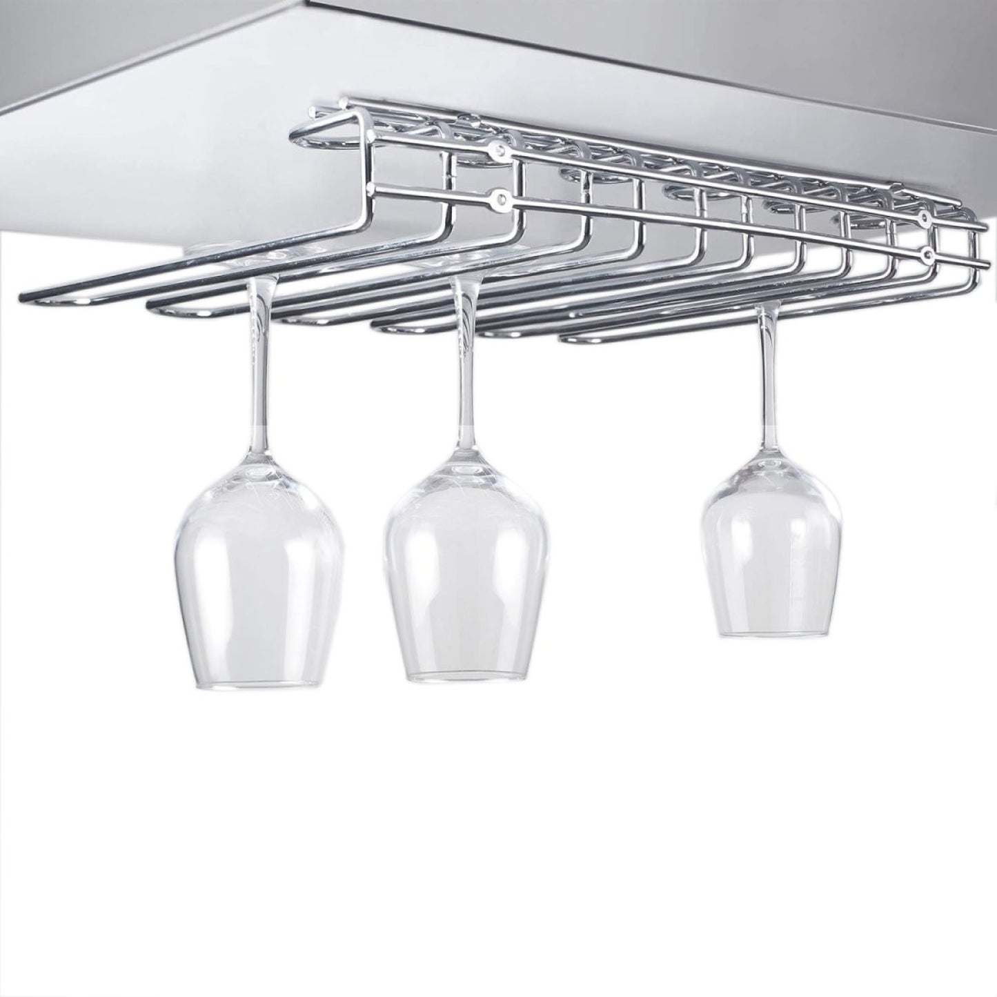 Wine Glass Rack Silver Ceiling mounted Length 450mm 20 wine glasses - WGR5S