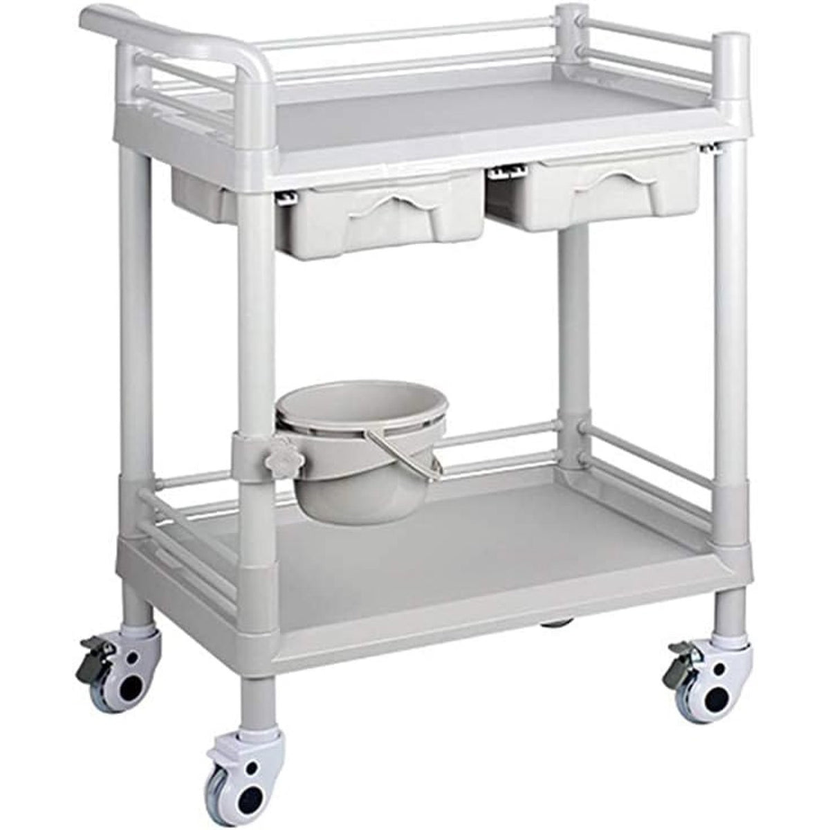 Professional 2 Tier Mobile Medical Trolley 2 Drawers ABS 645x445x900mm - WH2MT6544D2
