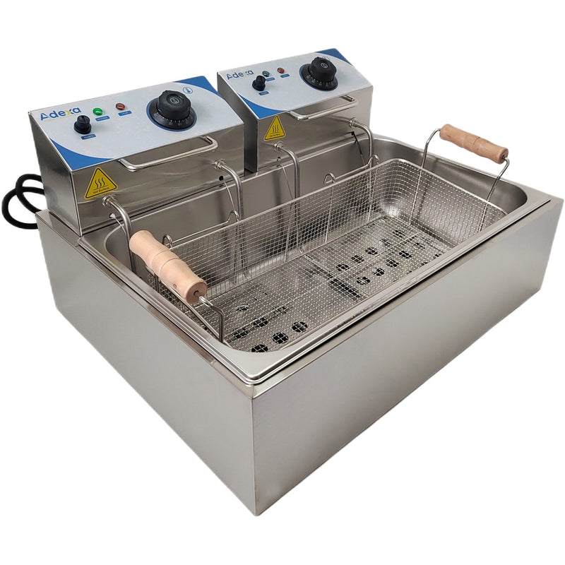 Commercial Twin Fryer Electric 14 litre 2.5+2.5kW Countertop - WHCD171