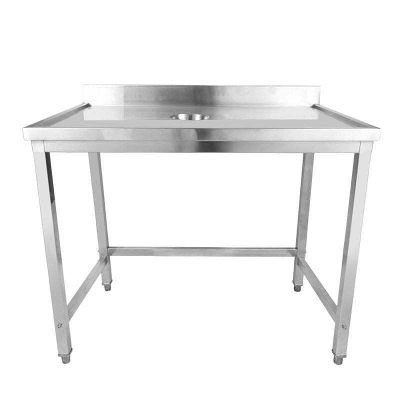 Professional Waste Disposal Table Stainless Steel 4 Side Up Marine Edge Backsplash 1800x600x950mm - WHDW18060B