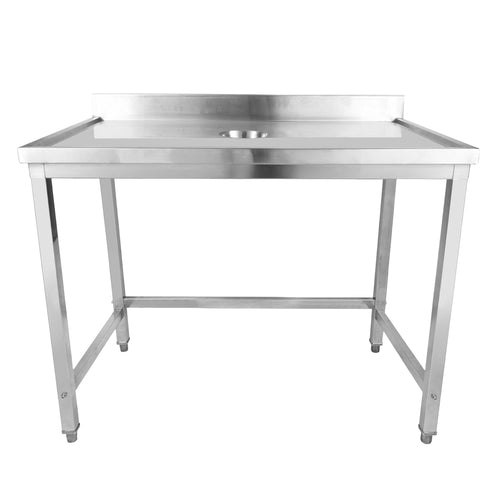 Professional Waste Disposal Table Stainless Steel 4 Side Up Marine Edge Backsplash 2000x600x950mm - WHDW20060B