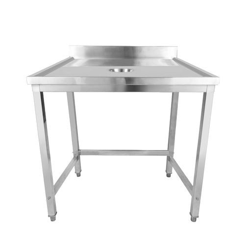 Professional Waste Disposal Table Stainless Steel 4 Side Up Marine Edge Backsplash 800x700x950mm - WHDW8070B