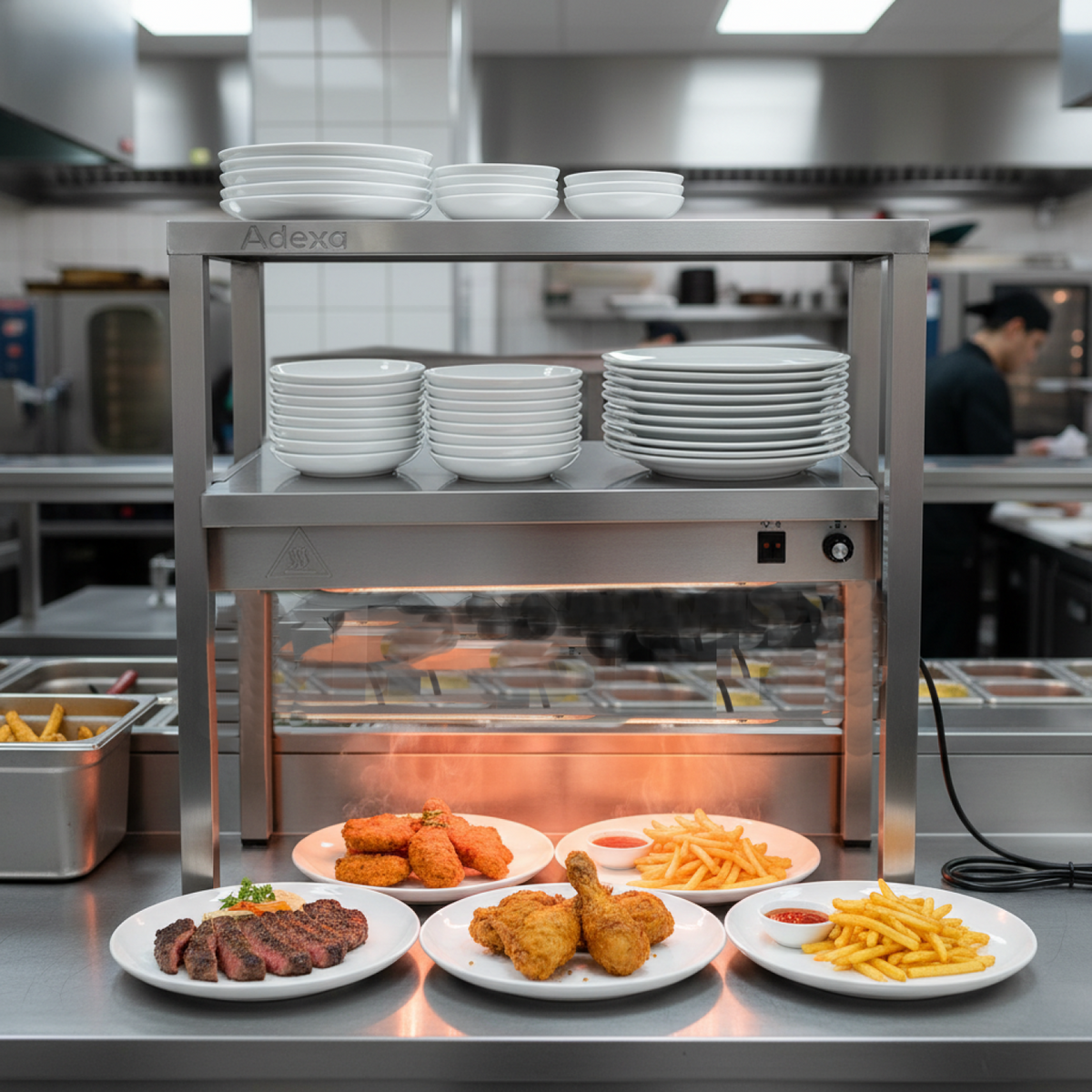 Commercial Double Tier Heated Gantry with Adjustable Heat Bridge Position 900 x 335 x 700mm - WHESP903470