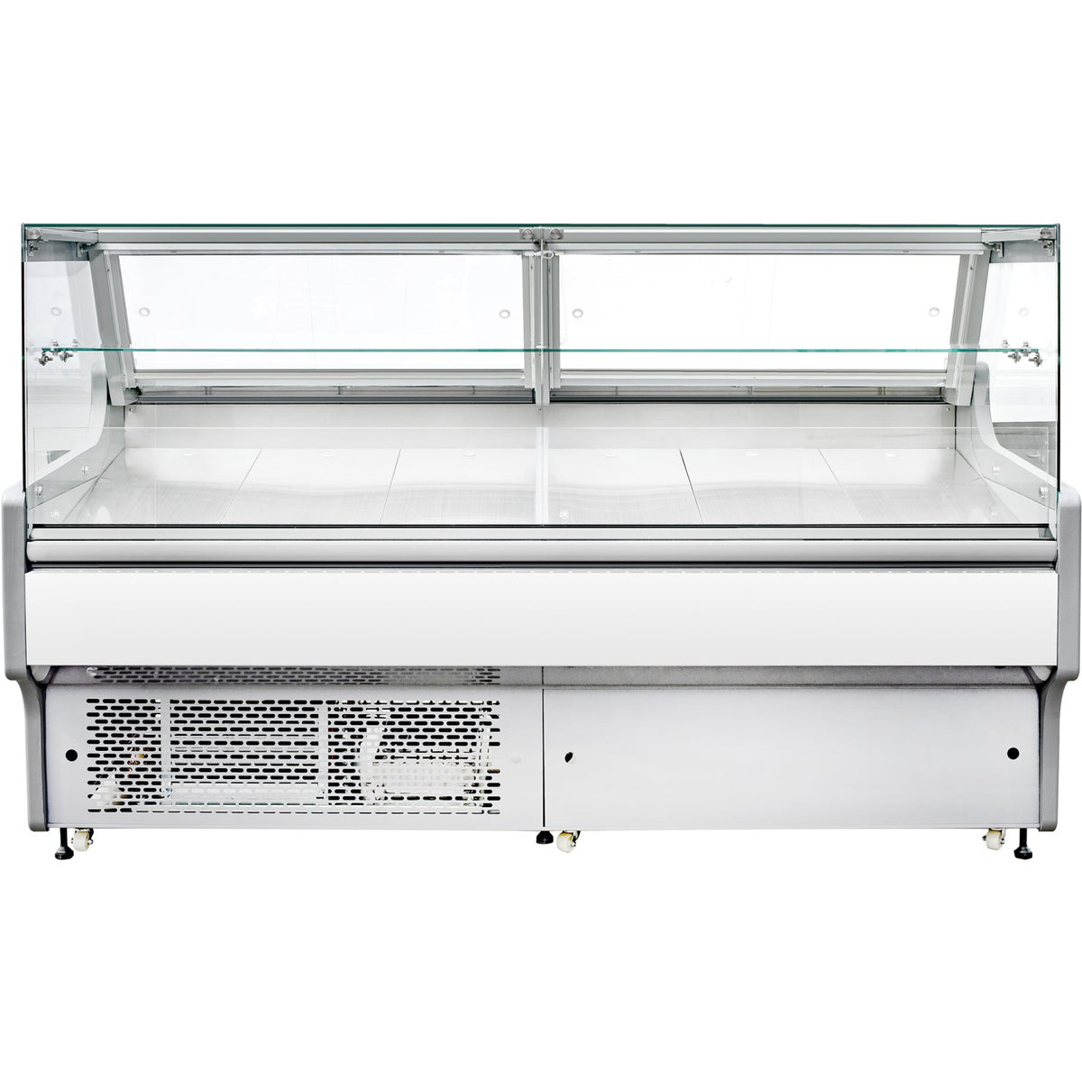 Serve over Deli counter White front Straight glass front Width 1580mm - BLUEL130