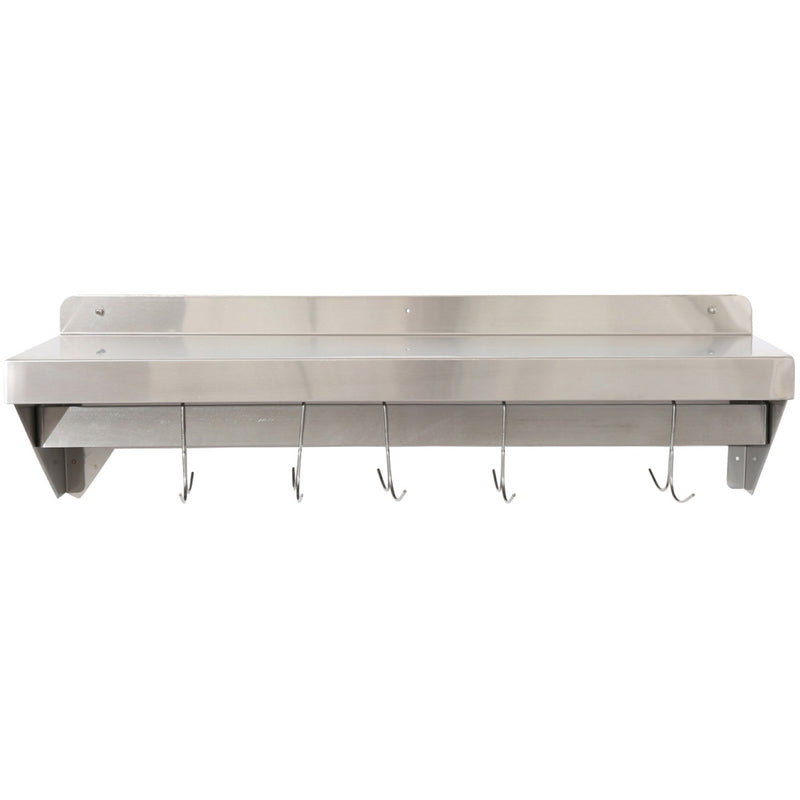 Wall shelf with Pot rack 12 hooks Stainless steel 1200x300x254mm - WHPR123025