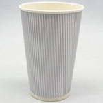 500pcs White Ripple Wall Coffee Cup 16oz/473ml PE - WHR16OZ