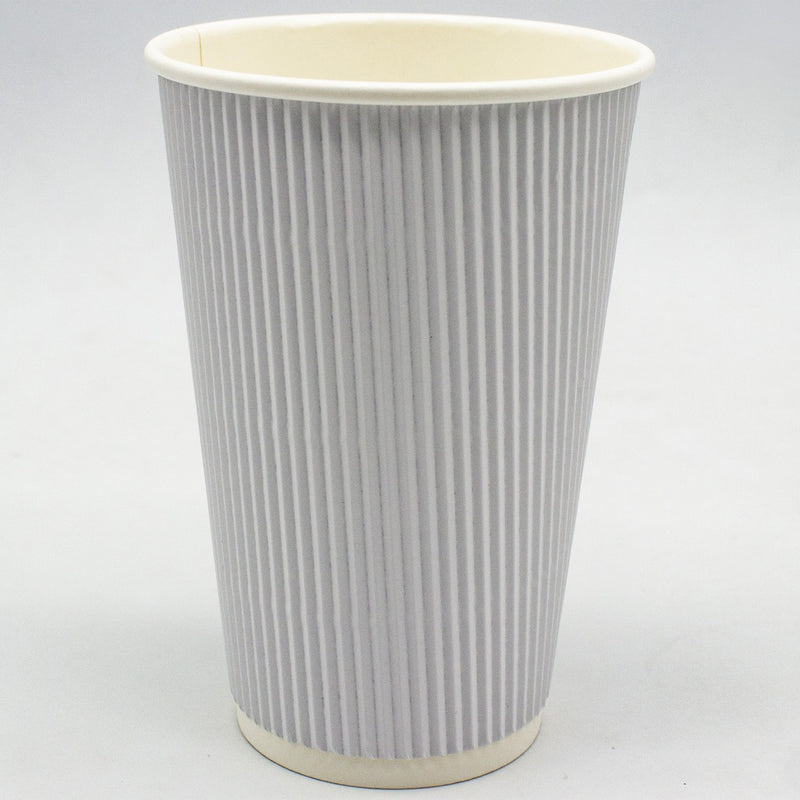 500pcs White Ripple Wall Coffee Cup 16oz/473ml PE - WHR16OZ