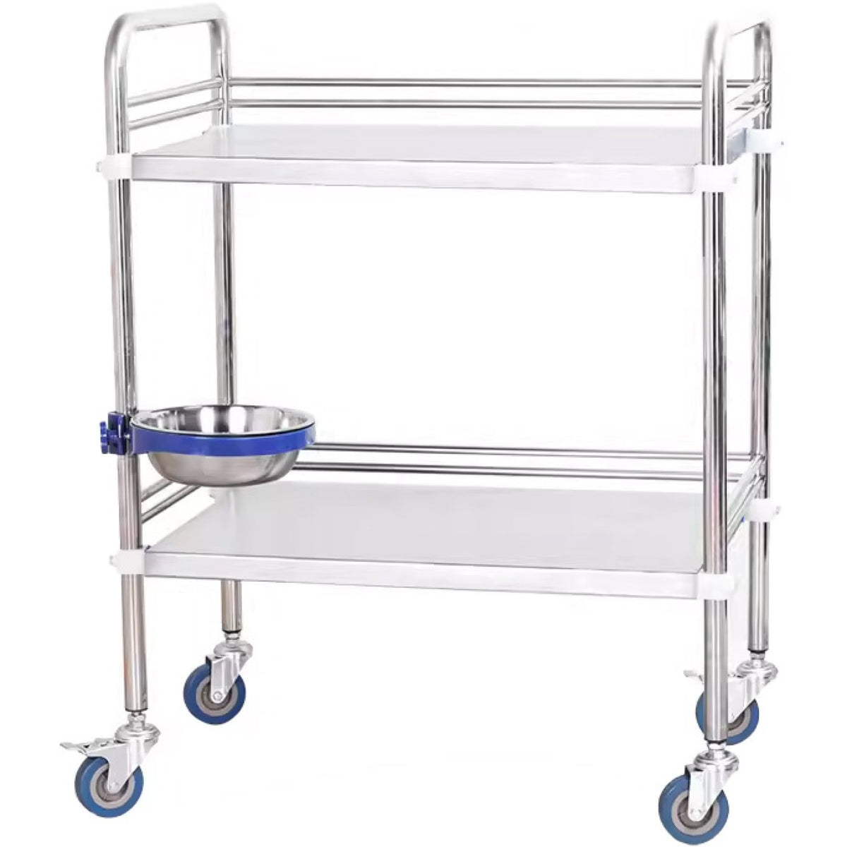 Professional 2 Tier Mobile Medical Trolley Stainless Steel 600x400x860mm - WHSS2T6040