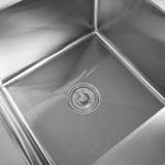 Commercial Stainless Steel Single Sink with Left Bowl & Right Scrapping Hole + Splashback 1500x700x950mm - WHSTD1570L