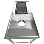 Commercial Stainless Steel Double Sink with 2 Left Bowls & Right Scrapping Hole + Splashback 1500x700x950mm - WHSTT1570L