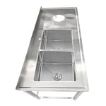 Commercial Stainless Steel Double Sink with 2 Left Bowls & Right Scrapping Hole + Splashback 2000x600x950mm - WHSTT2060L