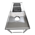 Commercial Stainless Steel Double Sink with 2 Left Bowls & Right Scrapping Hole + Splashback 2000x600x950mm - WHSTT2060L