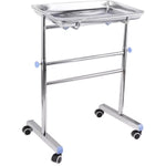 Professional Instrument Stand Salon Tray Double Leg Stainless Steel 600x400x900mm - WHTSD