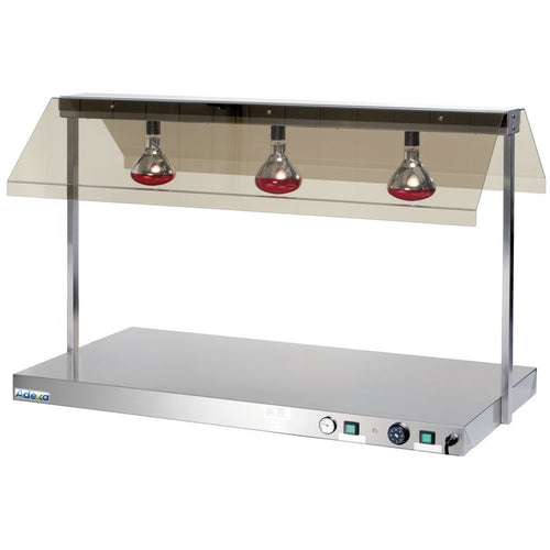 Buffet food warmer with gantry Stainless steel 3 infrared lamps Sneeze guards 3xGN1/1 - WM3F