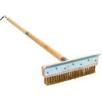 Pizza Oven Brush with Scraper Wood handle 100cm Brass Wire Bristles - WPB100C