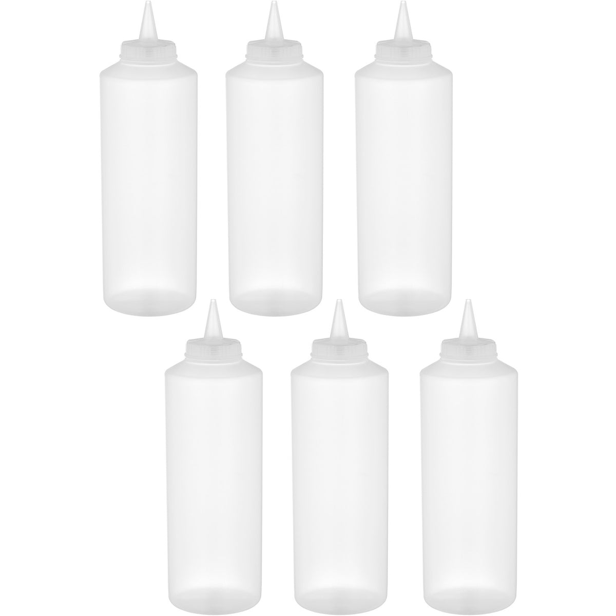 6 pack of Squeeze Sauce Bottles 475ml/16oz Clear - WQSB16WC