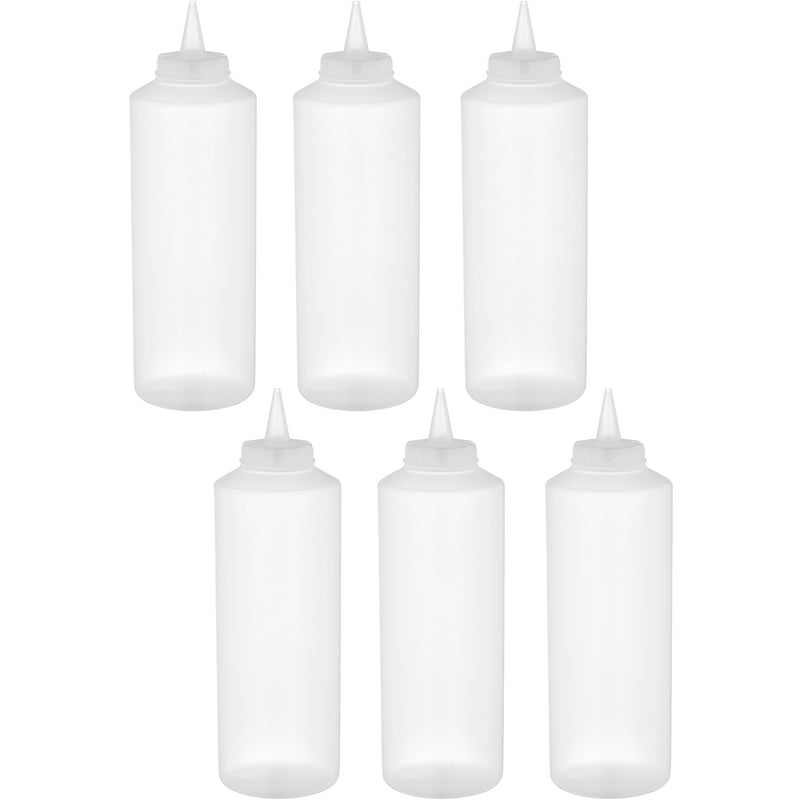 6 pack of Squeeze Sauce Bottles 475ml/16oz Clear - WQSB16WC