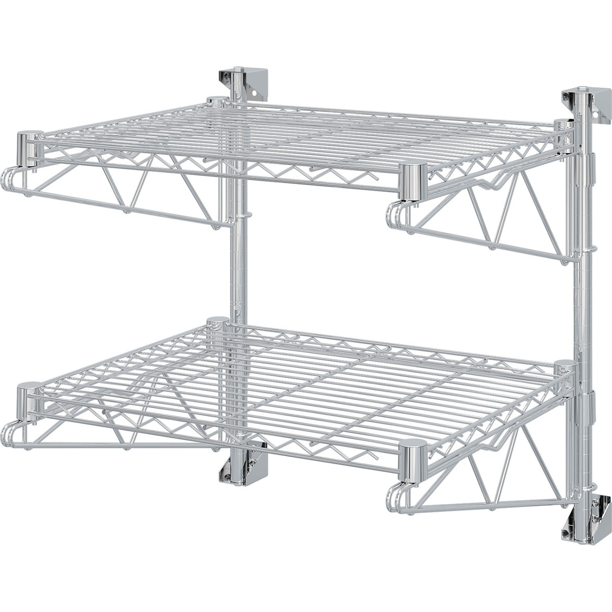 Wall-Mounted Wire Shelf 2 Tier 200kg Capacity Chrome Finish 600x450x600mm - WR604560A2C