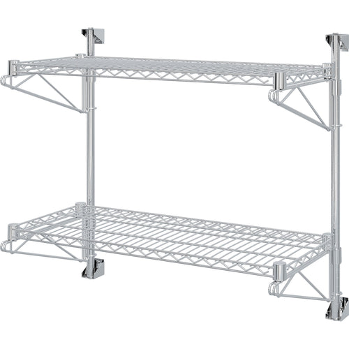 Wall-Mounted Wire Shelf 2 Tier 200kg Capacity Chrome Finish 900x350x800mm - WR903580A2C
