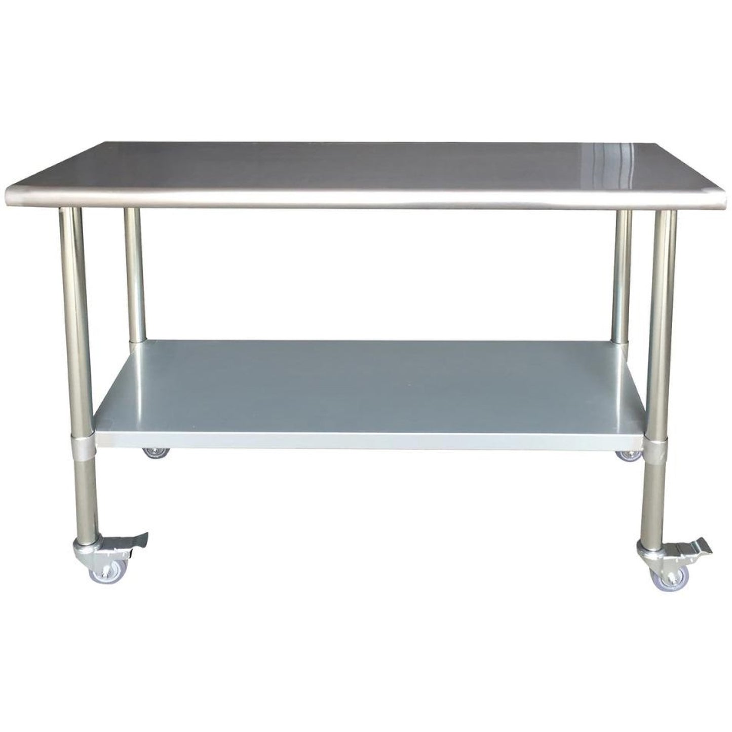 Commercial Mobile Work Table Stainless Steel Plus Bottom Shelf 1500x600x900mm