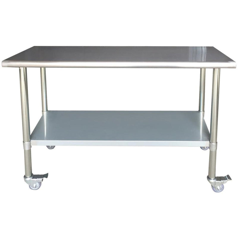 Commercial Mobile Work Table Stainless Steel Plus Bottom Shelf 1500x600x900mm