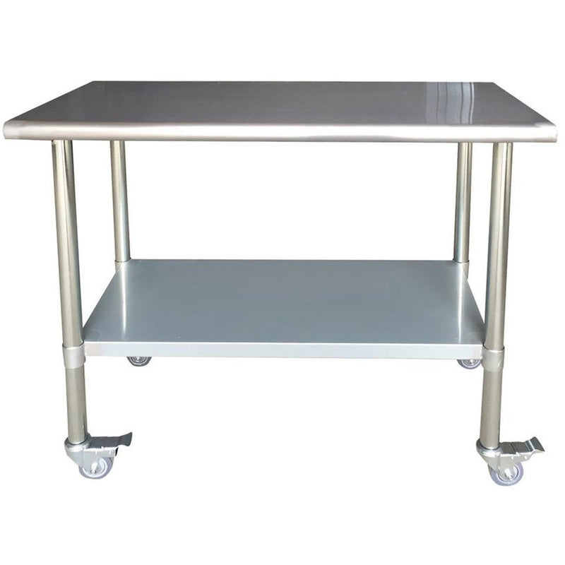 Commercial Mobile Work table Stainless steel Bottom shelf 600x450x900mm - WTG600X450C