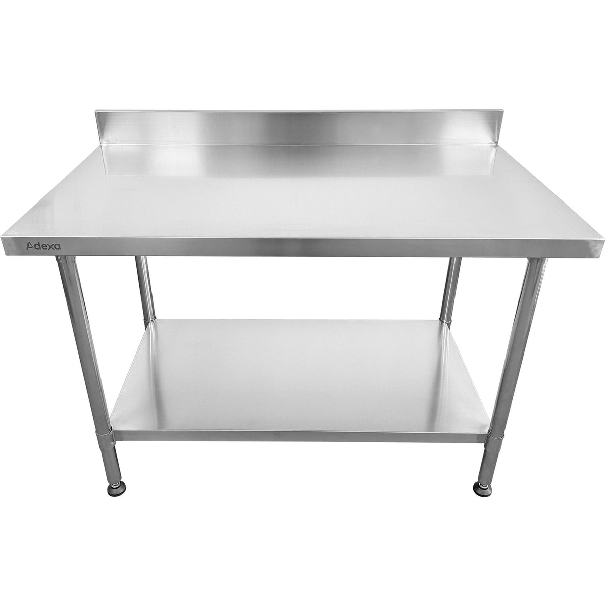 Commercial Mobile Work table with Adjustable feet Stainless steel Bottom shelf Rear upstand 1000x600xx850/930mm - WT60100C