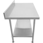 Commercial Mobile Work table with Adjustable feet Stainless steel Bottom shelf Rear upstand 1000x600xx850/930mm - WT60100C
