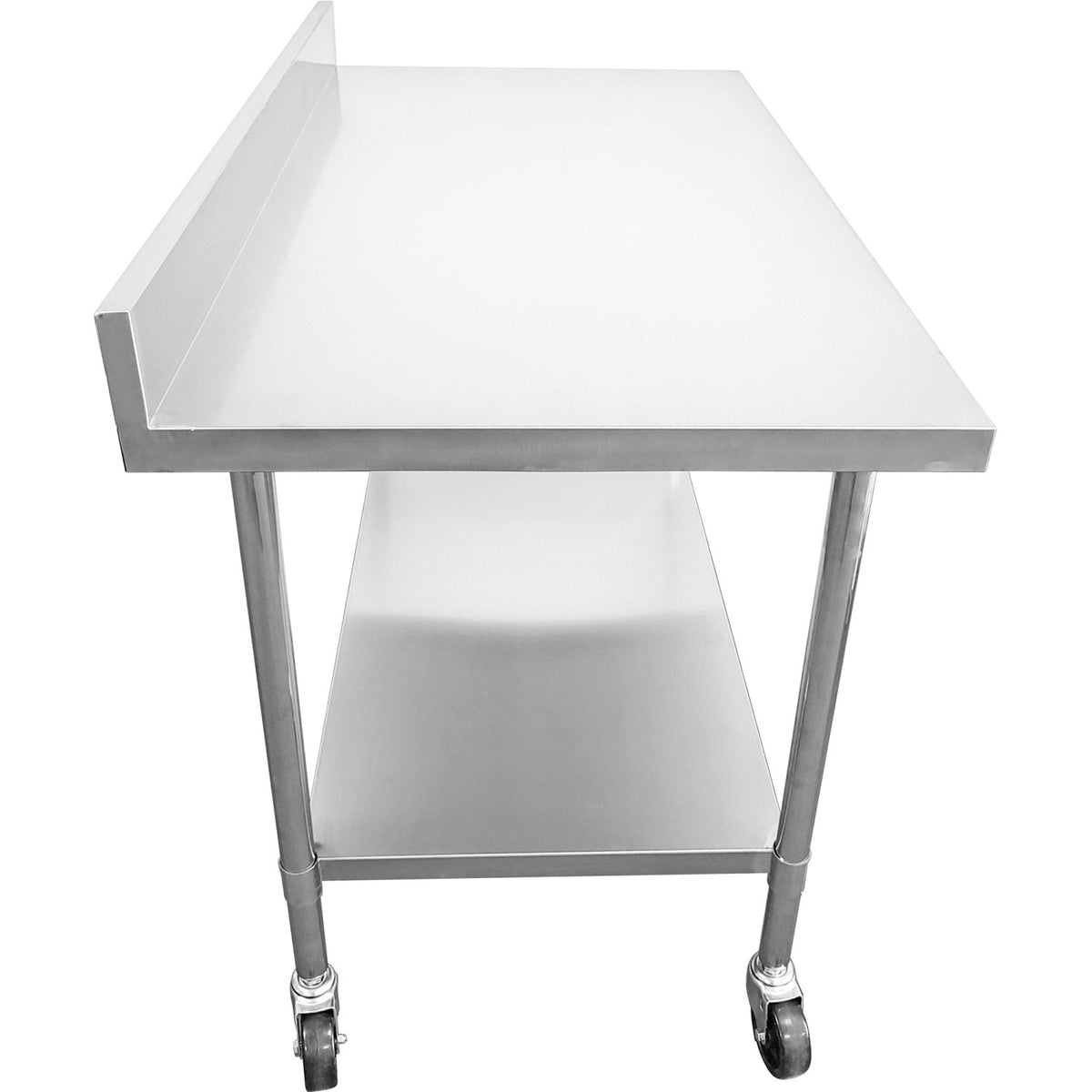 Commercial Mobile Work table with Adjustable feet Stainless steel Bottom shelf Rear upstand 1000x600xx850/930mm - WT60100C