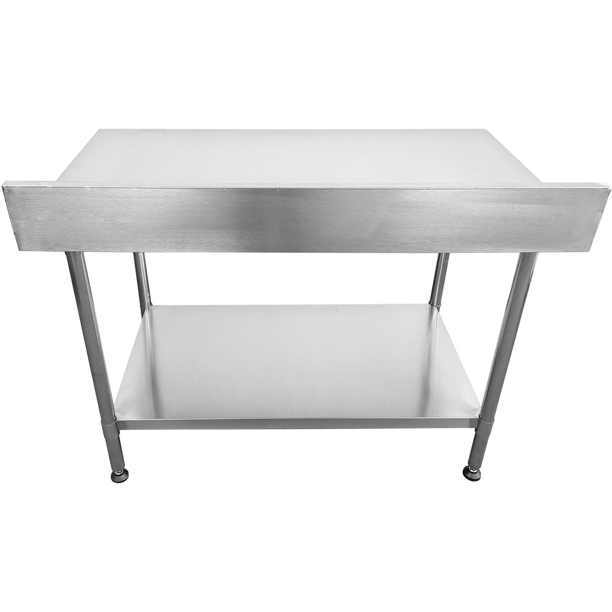Commercial Mobile Work table with Adjustable feet Stainless steel Bottom shelf Rear upstand 1000x600xx850/930mm - WT60100C