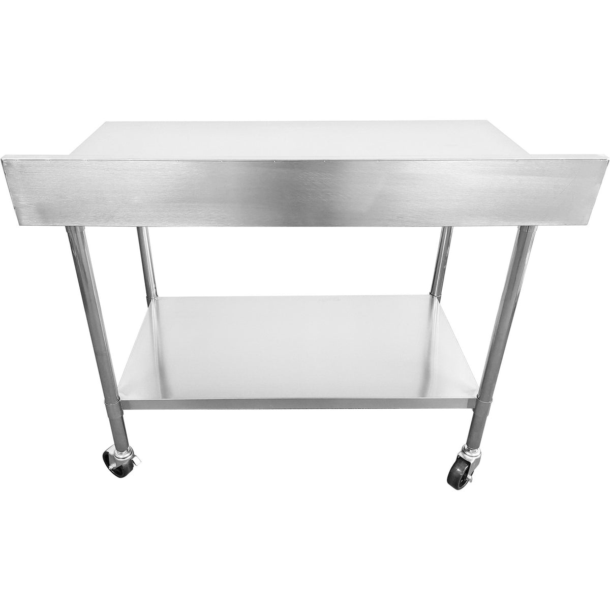 Commercial Mobile Work table with Adjustable feet Stainless steel Bottom shelf Rear upstand 1000x600xx850/930mm - WT60100C
