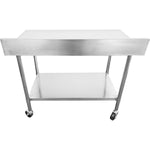 Commercial Mobile Work table with Adjustable feet Stainless steel Bottom shelf Rear upstand 1000x600xx850/930mm - WT60100C