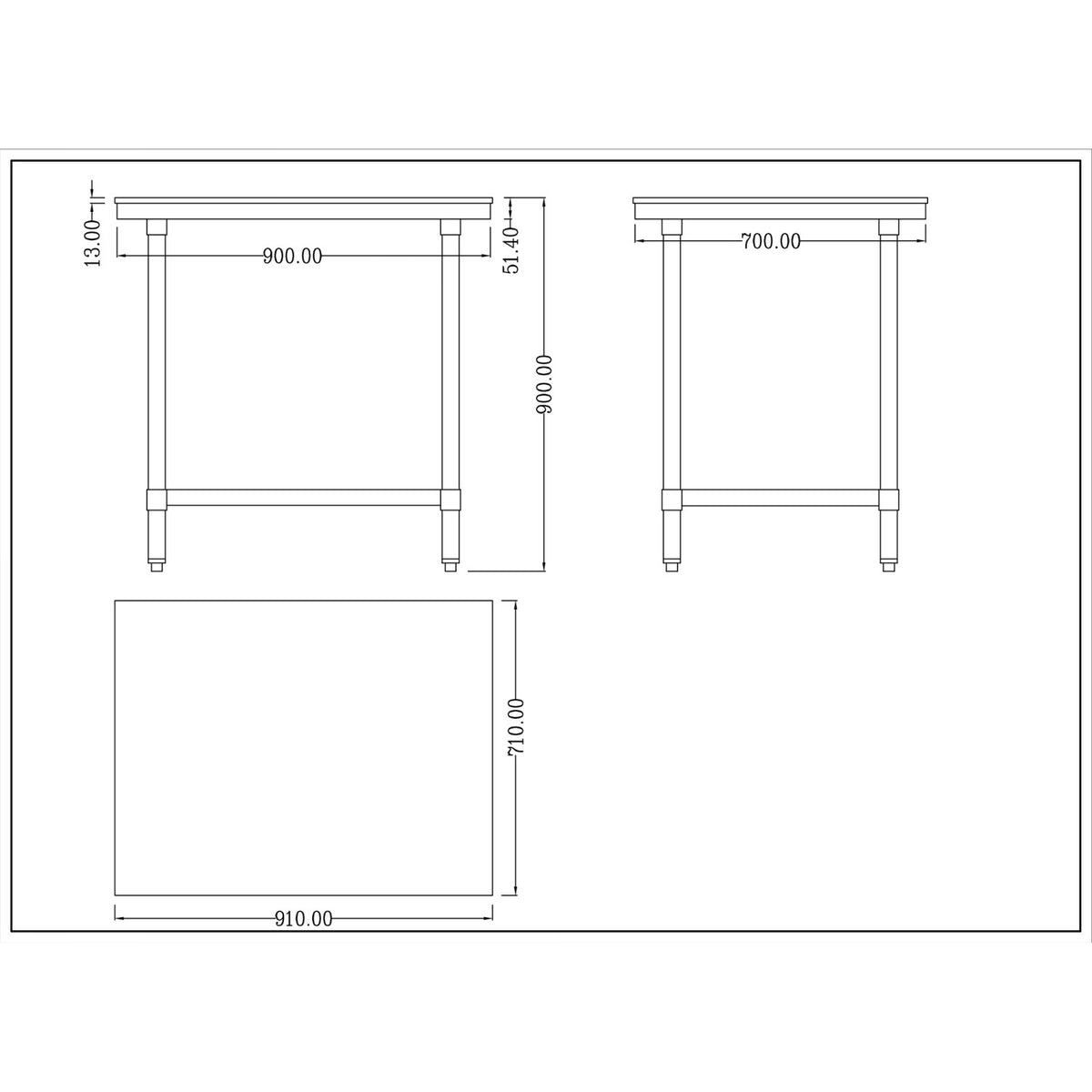 Chopping Board Table Stainless Steel 900x700x900mm - WTC70902G